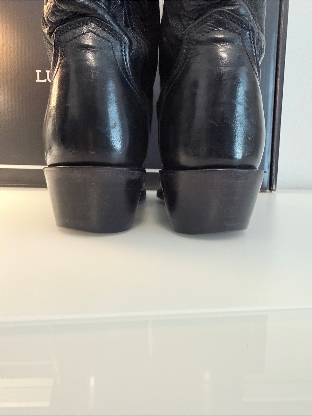 1883 by Lucchese N4501-54 Women’s 9C Black Burnished Buffalo Snip Toe Boots USA - Picture 8 of 11